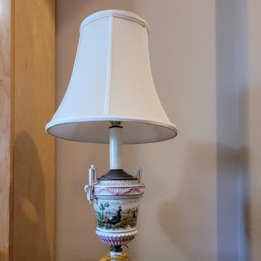 Porcelain European Table Lamp, Vintage